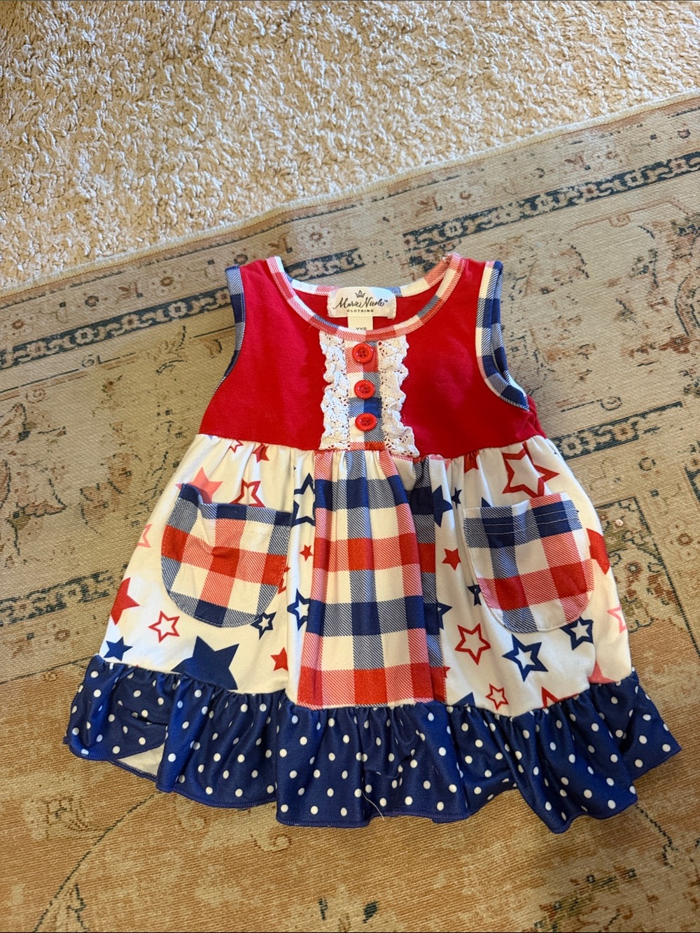 Mimi & Maggie Red, White & Blue Plaid Toddler Dress